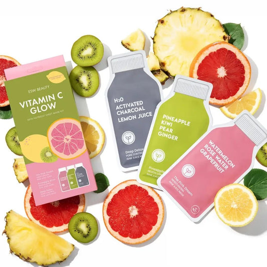 Vitamin C Glow Sheet Mask Kit – Set de 3 Mascarillas Antioxidantes | ESW Beauty - ESSENCE BEAUTY BOX